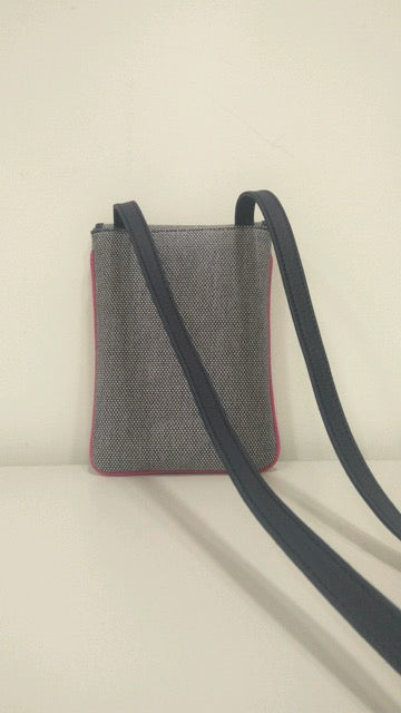 crossbody bag in gray with a long strap